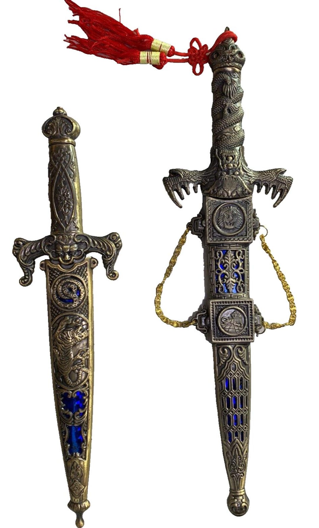 ファンタジー風ドラゴン剣 ペアの華やかなアジア風中国ファンタジー剣剣ナイフナイフドラゴン虎鞘