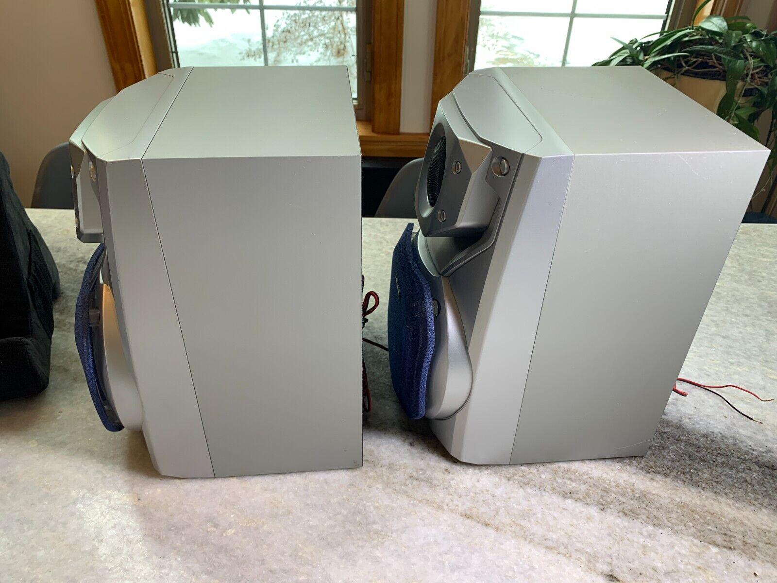 Vintage Panasonic Sb-ak22 Bookshelf Speakers Grey Blue Raw Wire