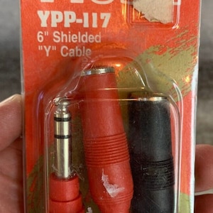 Vintage 1/4 inch koptelefoonaansluiting y-kabel splitter 6&quot; afgeschermd 1-mannelijk naar 2-vrouwelijk