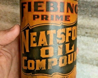 Early antique fiebing's neatsfoot oil compound milwaukee wi wisconsin 1 pint can