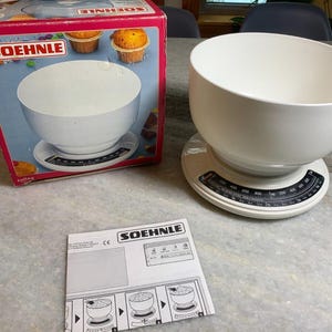Vintage weiße Schweizer analoge Lebensmittelwaage Schüssel 4 Pfund Pfund