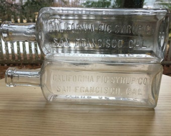 Pair/Two: Antique, Embossed, California Fig Syrup, San Francisco CA Medicinal