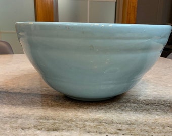 Antique, primitive, thick glazing glazed, ceramic american mixing kitchen bowl