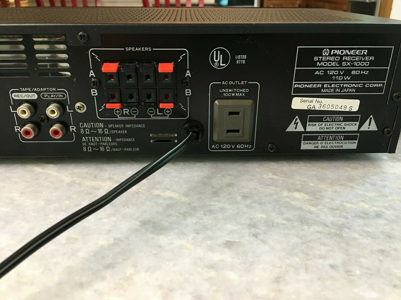 Vintage 1986 Made in Japan Pioneer Sx1000 Stereo Receiver/amplifier W