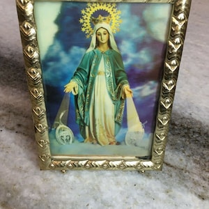 Vintage 3-d 3d holographic (hologram) mary w/commandments -christianity/catholic