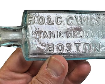 Antique b.o. & g.c. wilson botanic druggist boston massachusetts bottle c 1870s