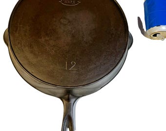 Extra large 13" antique cast iron skillet pan favorite piqua ware piquaware thin