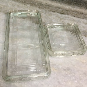 1 square & 1 rectangular hazel atlas replacement glass lid criss cross no chips!