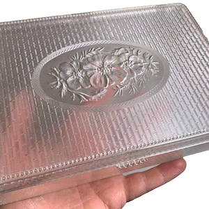 Antik vintage art deco syväska låda låda genomskinliga blommor blommig