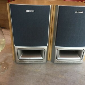 Vintage aiwa sx-m55 bi-amp bookshelf speakers rca plug & raw-wire 6 ohms