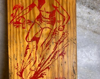 珍しいビンテージアンティーク木製歩道スケートボードサーフボード