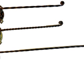 3 antique wrought iron metal plant hanger brackets hand forged twisted victorian