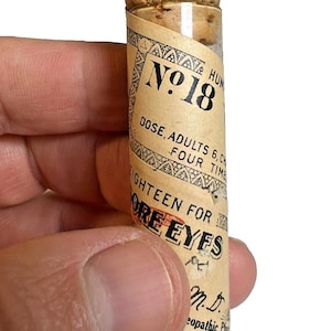 Antique humphreys homeopathic ophthalmia & sore eyes remedy rare #18 bottle