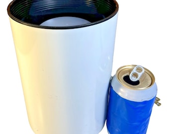 Vintage 70s minimalist cylinder can canister spot light lamp white metal uplight