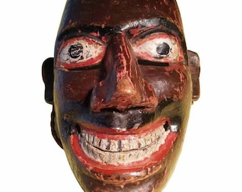 C1960 ethnographic danced polychrome sri lankan wooden dance mask "pita sanniya"