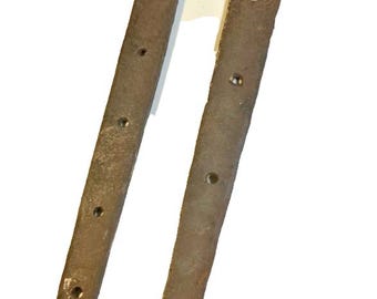 Paar große antike handgeschmiedete Bügelscharniere 33 35 Zoll Scheunentür Tor Eisen riesig