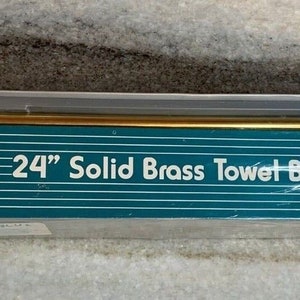 Vintage 1980s nos solid brass bathroom towel bar/rack/rail donner brighton 24&quot;