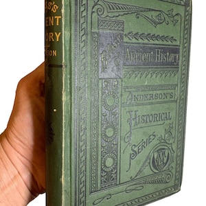 Antique 1883 victorian ornate gilded embossed book ancient history anderson