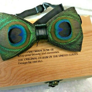 Brand new: men's mens peacock feather bowtie bow tie green/blue/black!