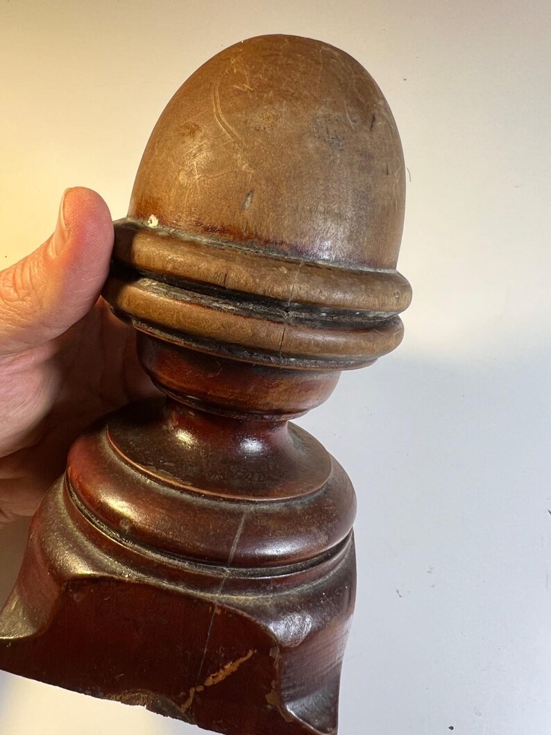 Antique Victorian Staircase Railing Wood Newel Post Cap Acorn Accorn ...