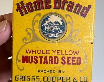 Antieke huismerk mosterdzaad kruidendoos griggs cooper st paul minnesota jaren 1920