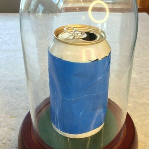 Glass dome bell jar/cloche specimen display w/wood/wooden base 9.25&quot;t