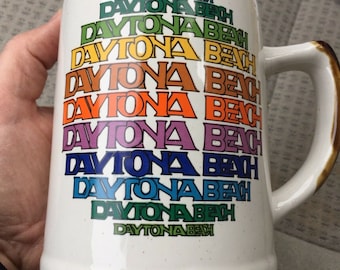 Vintage/Retro: Daytona Beach Florida Coffee Cup/Mug “Rainbow Text”