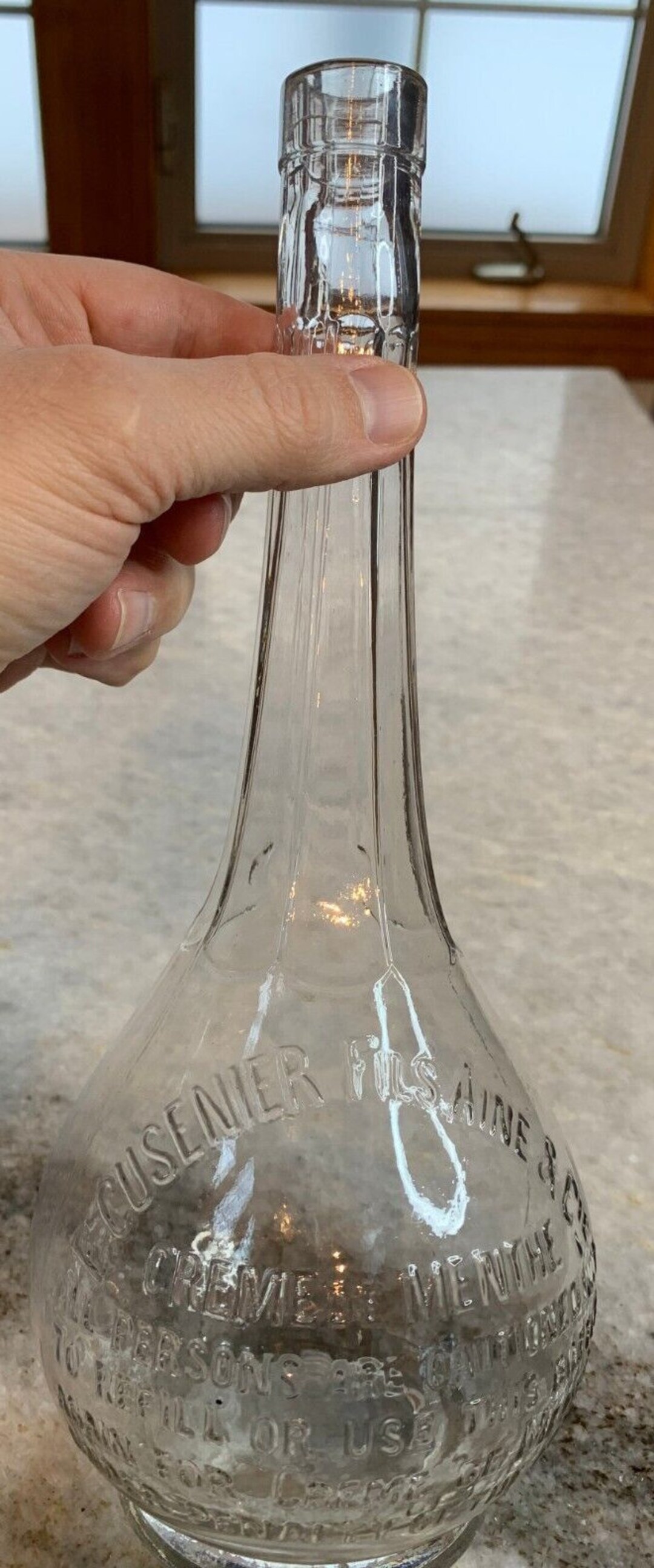 Antique Liquor Bottle W/long Neck E Cusenier Fils Aine Creme Etsy