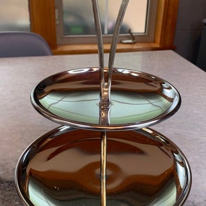 Vintage antique mid century modern mcm chrome serving horderve tray platter