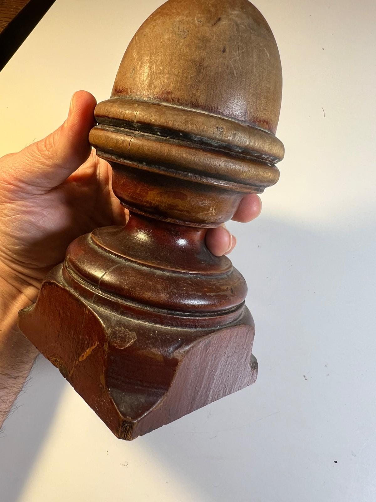 Antique Victorian Staircase Railing Wood Newel Post Cap Acorn Accorn ...