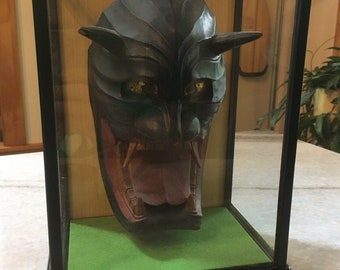 Danced, Patina, Antique, ca1900s, Japanese Wooden - Menburyu Mask Furyu Parade