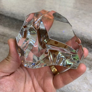 Vintage Kristallglas ornamental felsiger Berg / Hügel / Sims Fisch / Haustier Tank Dekor