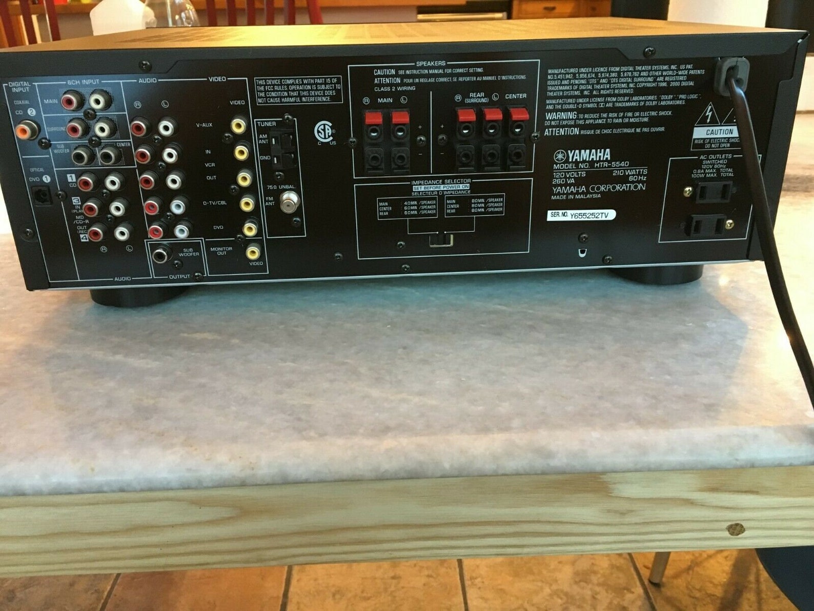 Yamaha htr5540 am/fm stereo receiver .06 thd 80wpc w/optical Etsy