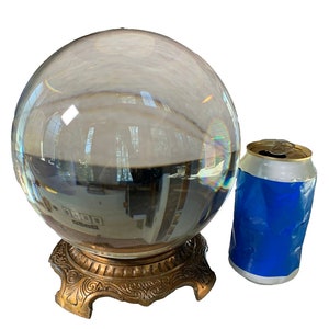 Grande sfera di cristallo extra large, supporto in metallo antico, divinazione magica