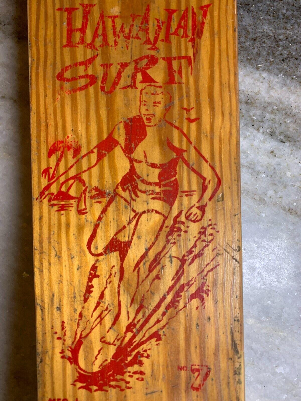 珍しいビンテージアンティーク木製歩道スケートボードサーフボード