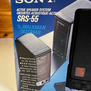 Vintage sony srs-55 active speaker system walkman discman nos made in japan 1991 image 2