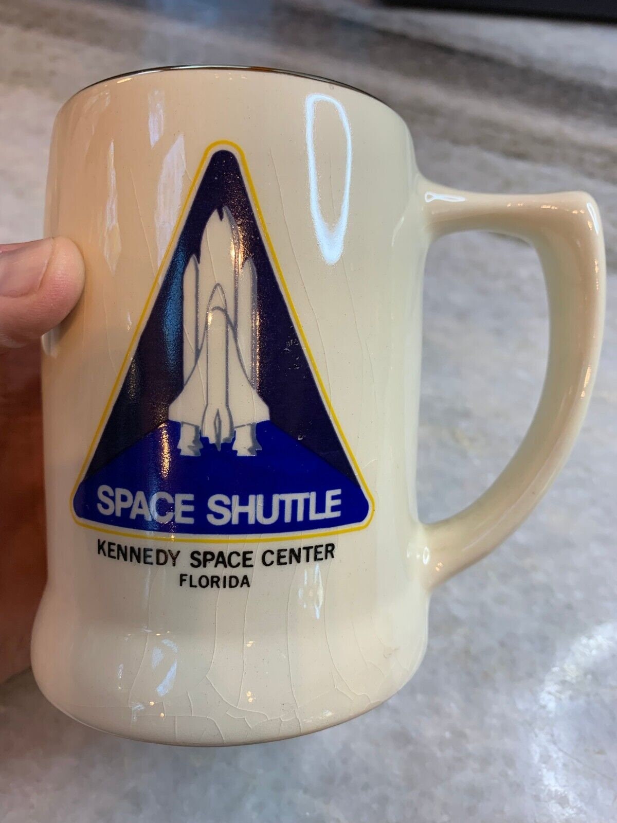 Vintage Antique NASA 72 CONCEPT Space Shuttle Ship Mug Cup Glass Kennedy Cent Spaceship Orbiter Fleet Columbia challenger discovery Atlantis