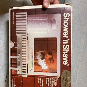 Nos vintage 1981 shower n shave bathroom shower shelf rack mirror wall adhesive zdjęcie 6