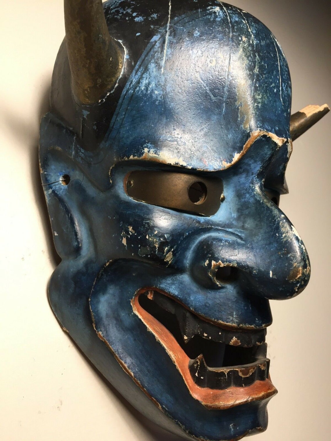 Antique DANCED Japan/Japanese Wooden Oni Devil Mask Etsy