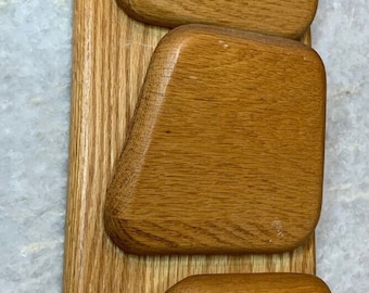 Vintage mid century modern mcm oak wall wood letter mail key holder paris maine!