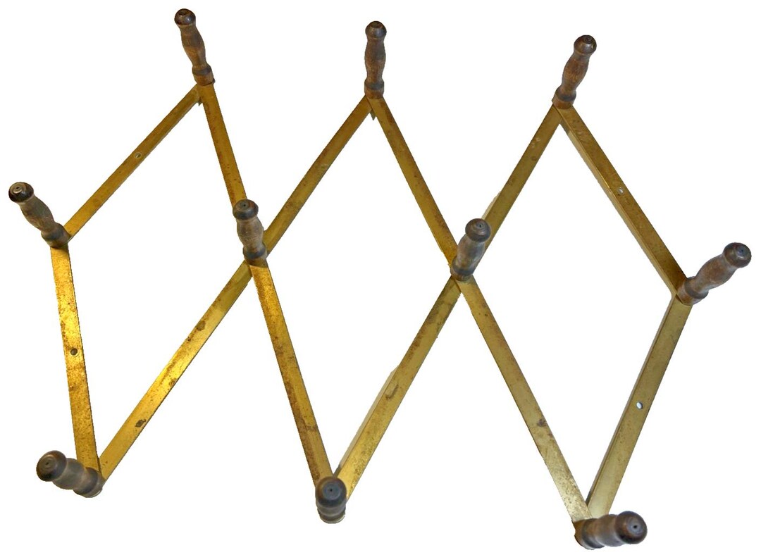 Scissors Hat Rack Antique Accordion Wall Rack Brass Gilt Expanding Coat Hat Scarf Rack ...
