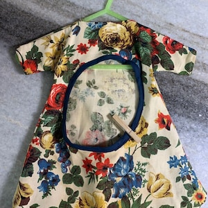 Antique vintage clothes line / pin clothespin holder storage bag floral &quot;shirt&quot;