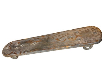 Vintage Anfang 1950er Jahre Gehweg Surfbrett Surfbrett Holz Skateboard Metallräder Mid Century Holz Skatebrett Antik