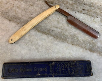 Antique victorian ornate german barber shaving straight razor liberty cultery