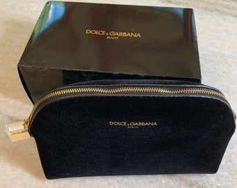 Dolce & Gabbana borsa per il trucco cosmetica in velluto nero, custodia beauty nuova