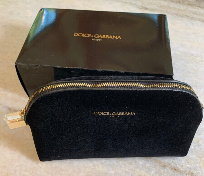 Dolce & Gabbana zwart fluwelen cosmetische make-up make-uptasje etui schoonheid nieuw afbeelding 1