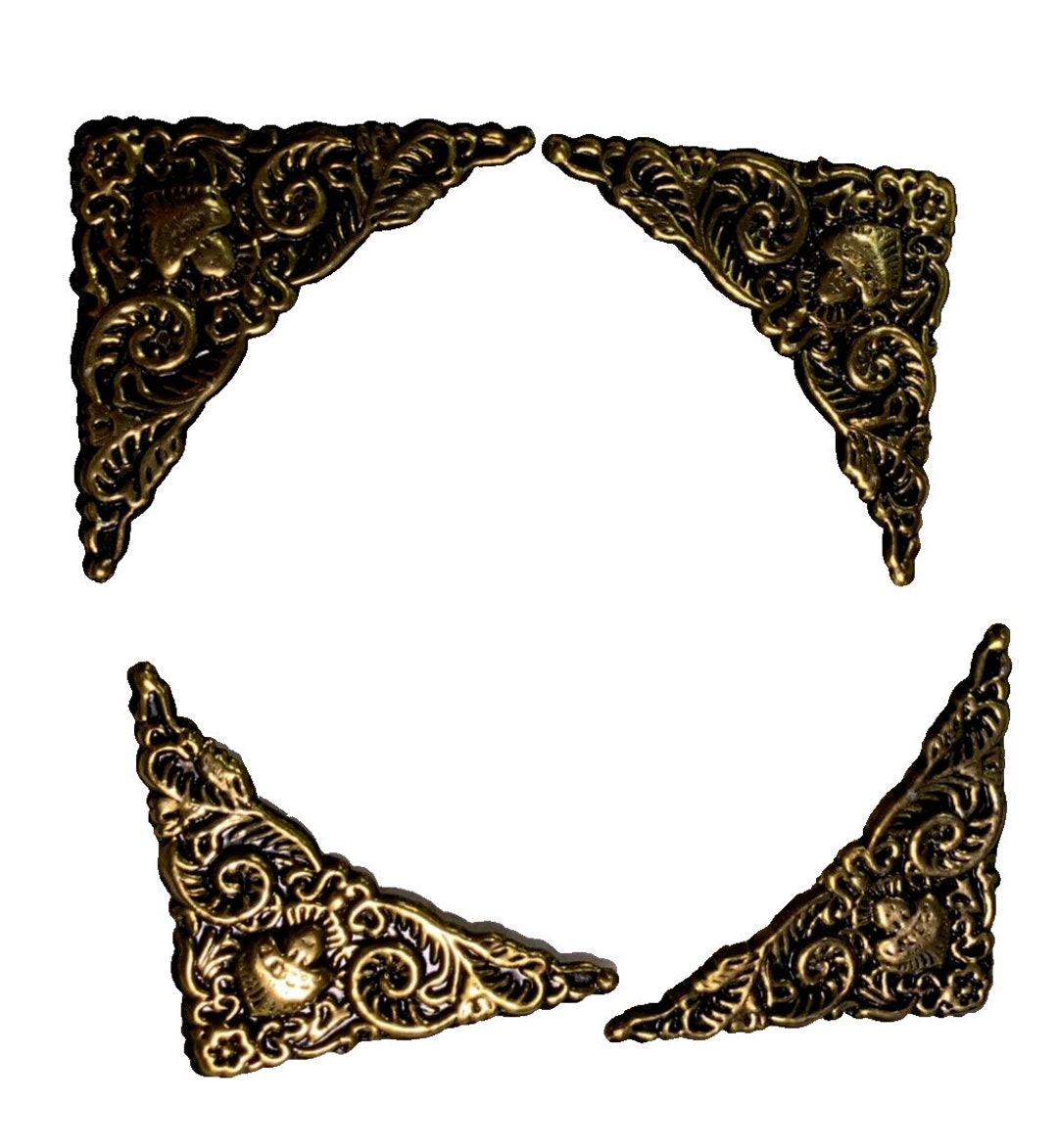 Image showcasing Antique Vintage Metal Tin Furniture Silver Embellishments Adornments ...