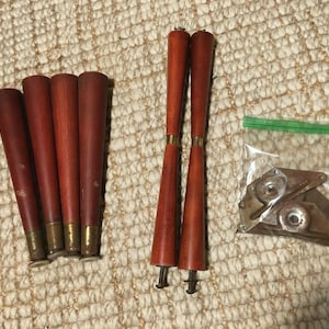 Vintage candlepin 50s wooden table legs w/mounting hardware self-leveling feet