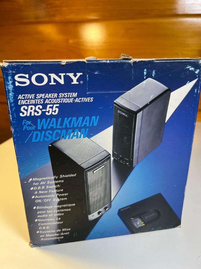 Vintage sony srs-55 active speaker system walkman discman nos made in japan 1991 image 6