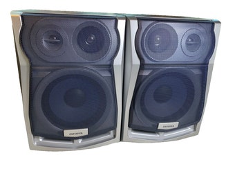 Quality vintage 1990s 90s aiwa desktop speakers 3-way 80 watts 6 ohms raw wire